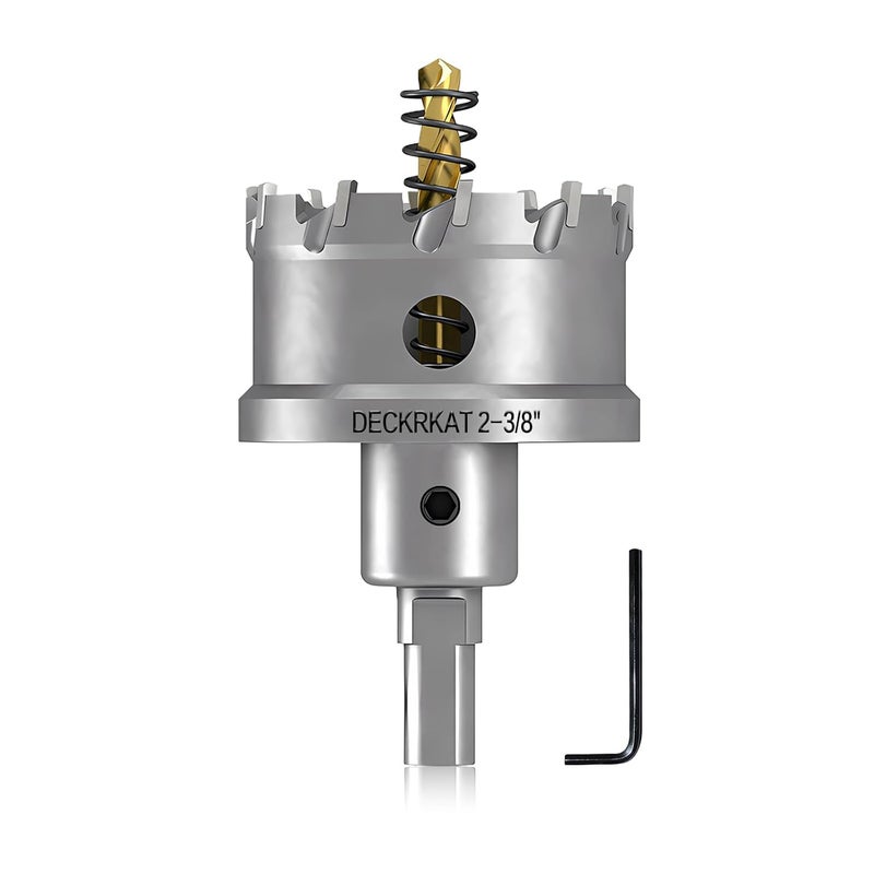 DECKRKAT 2-3/8" TCT Hole Saws for Hard Metal, Heavy Duty 60mm Tungsten Carbide Tipped Hole Cutters Set with Spring-Loaded Pilot Drill Bits for Stainless Steel, Metal, Iron, and Plastic. - Image 1